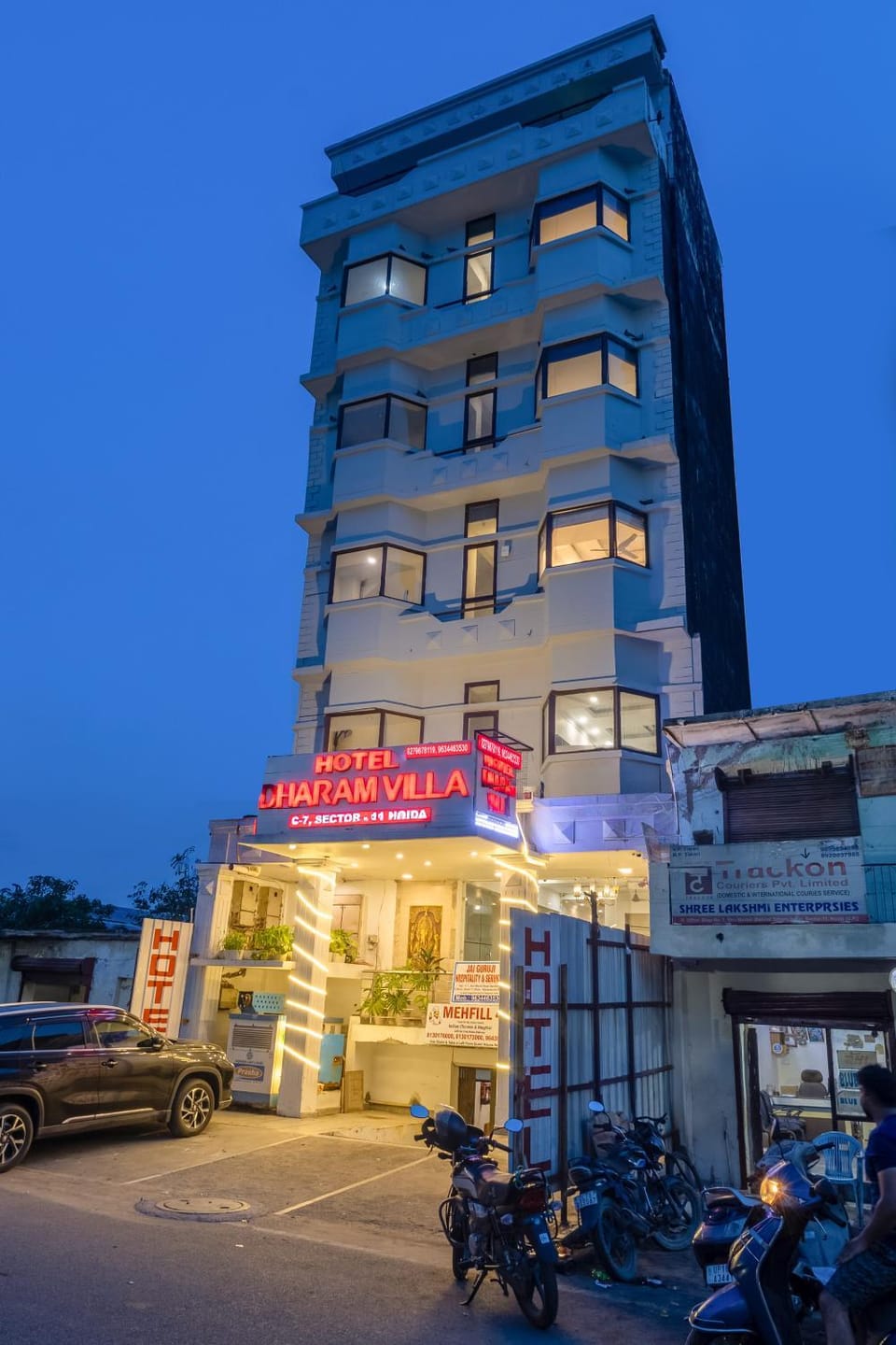 Property building, Night, Location, Parking