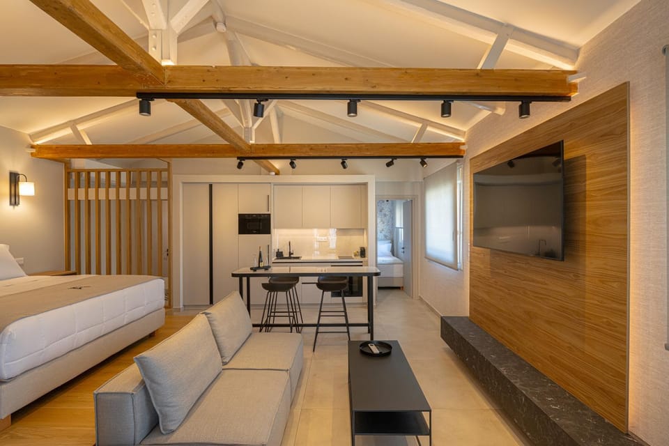 Bed, TV and multimedia, Living room, Photo of the whole room, Seating area, Dining area, Bedroom