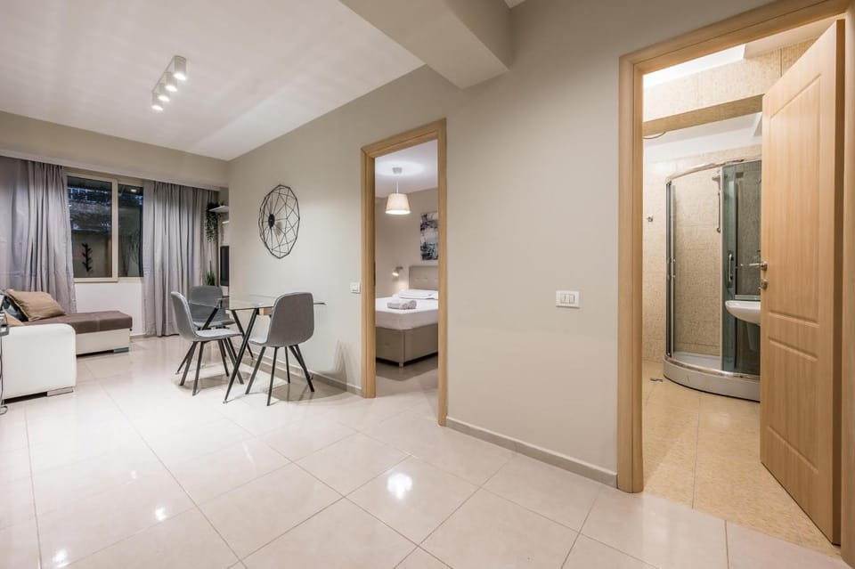 Bed, Bathroom, Living room