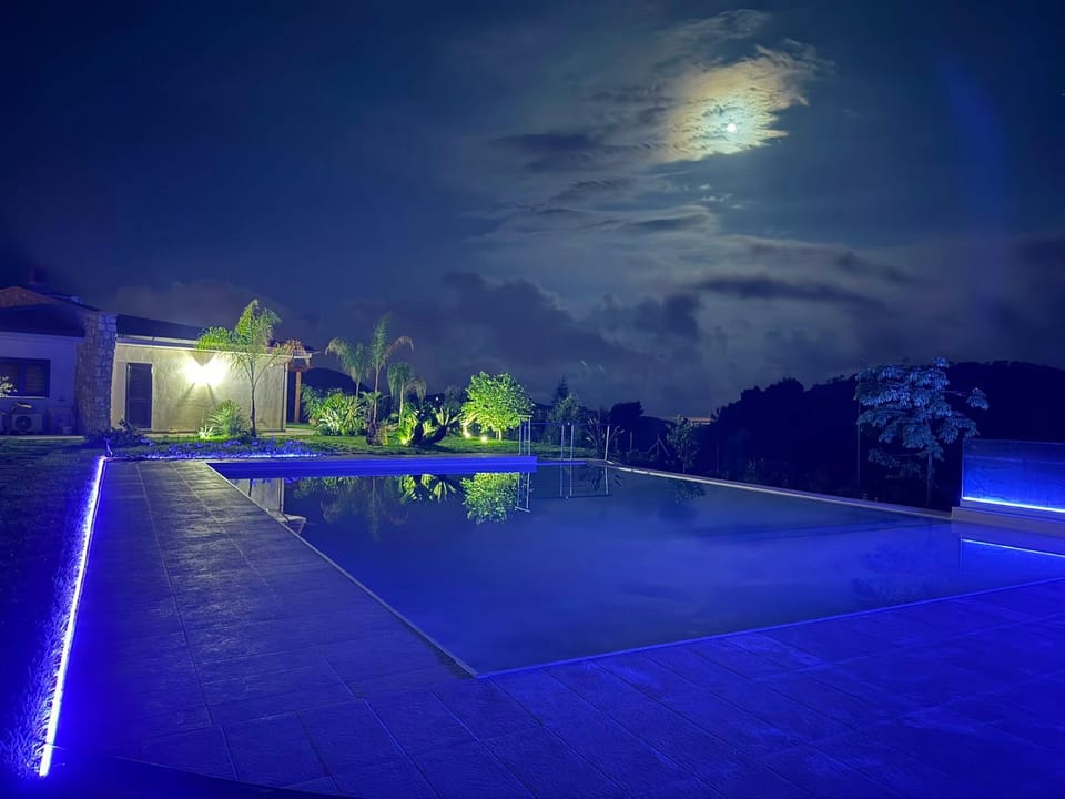 Night, Pool view, Swimming pool
