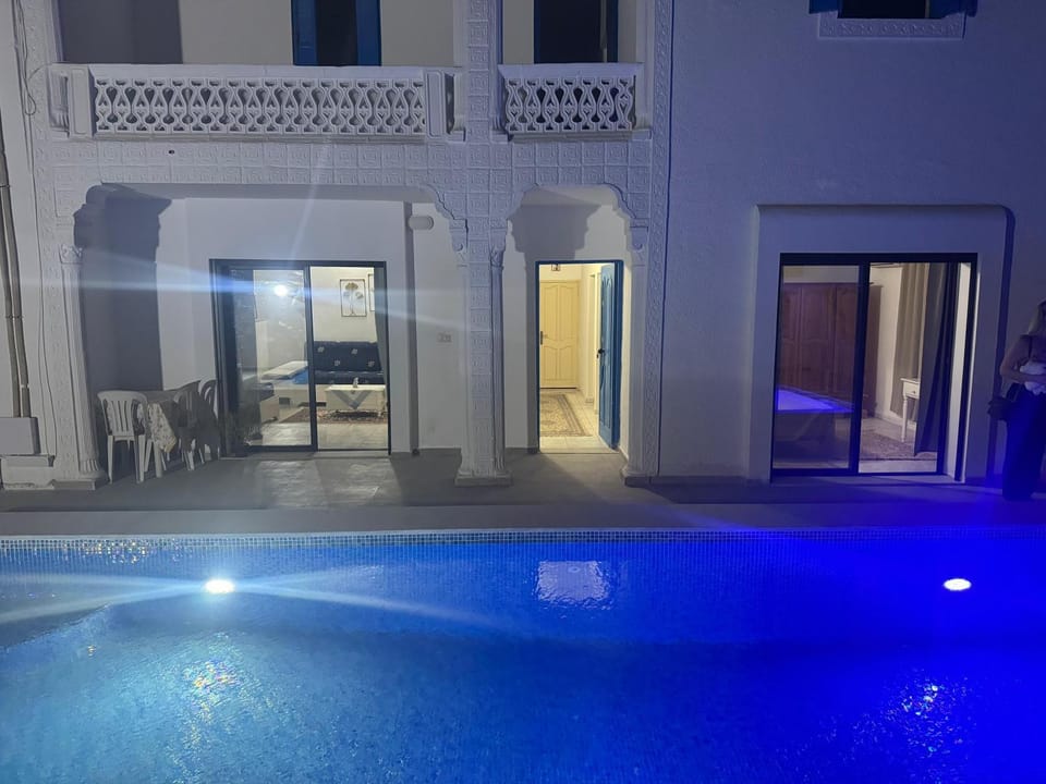 Patio, Night, Swimming pool