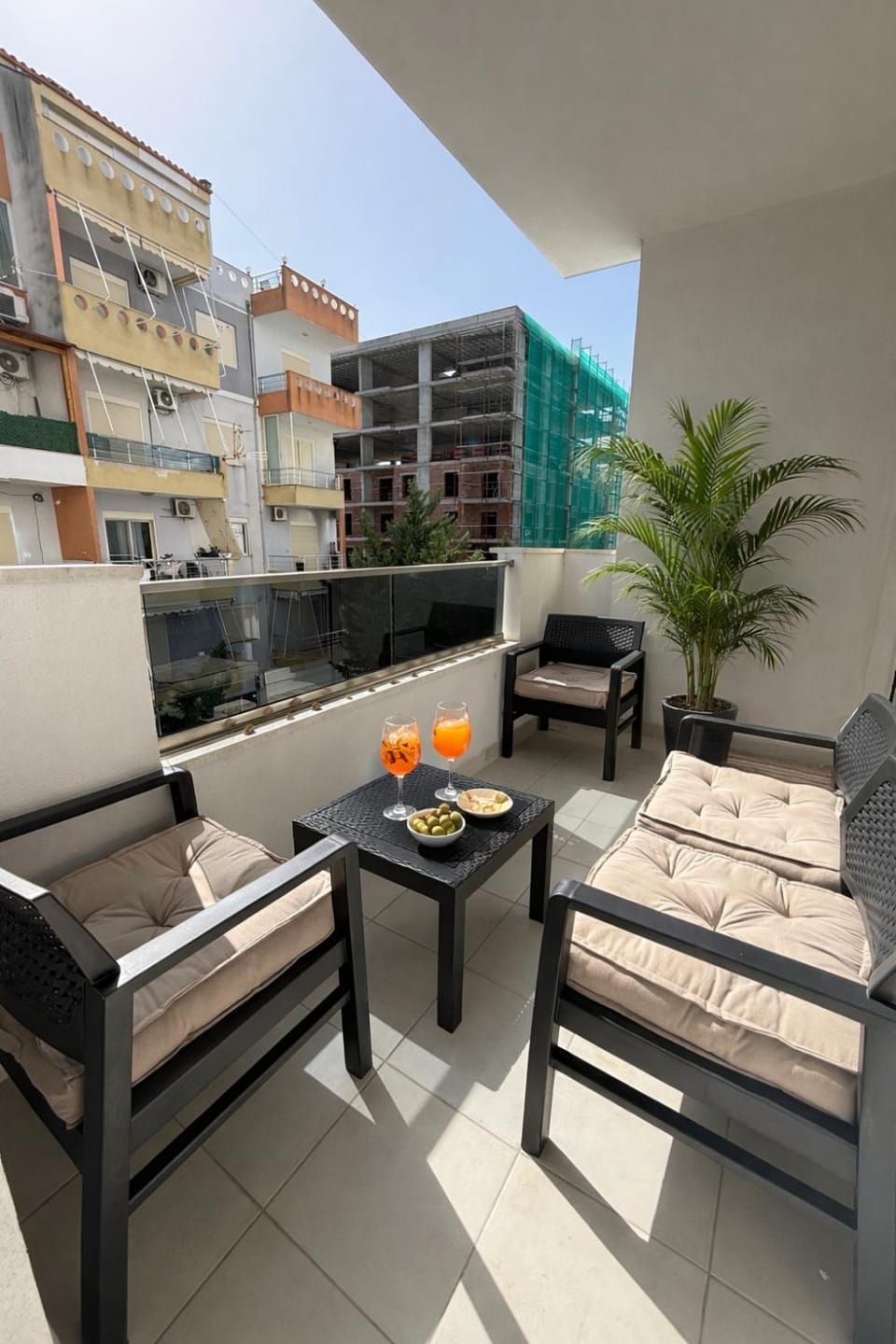 Property building, Day, View (from property/room), Balcony/Terrace, Living room, Seating area