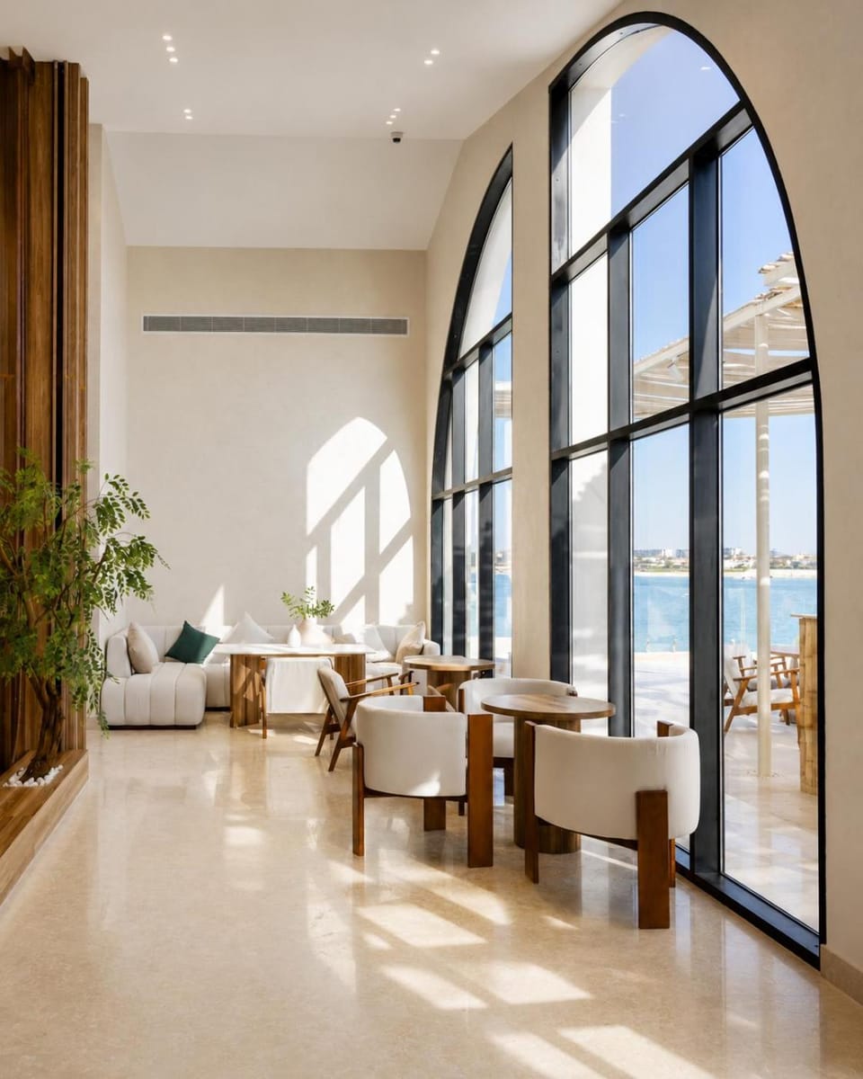 Restaurant/places to eat, Natural landscape, Living room, Banquet/Function facilities, Seating area, Sea view