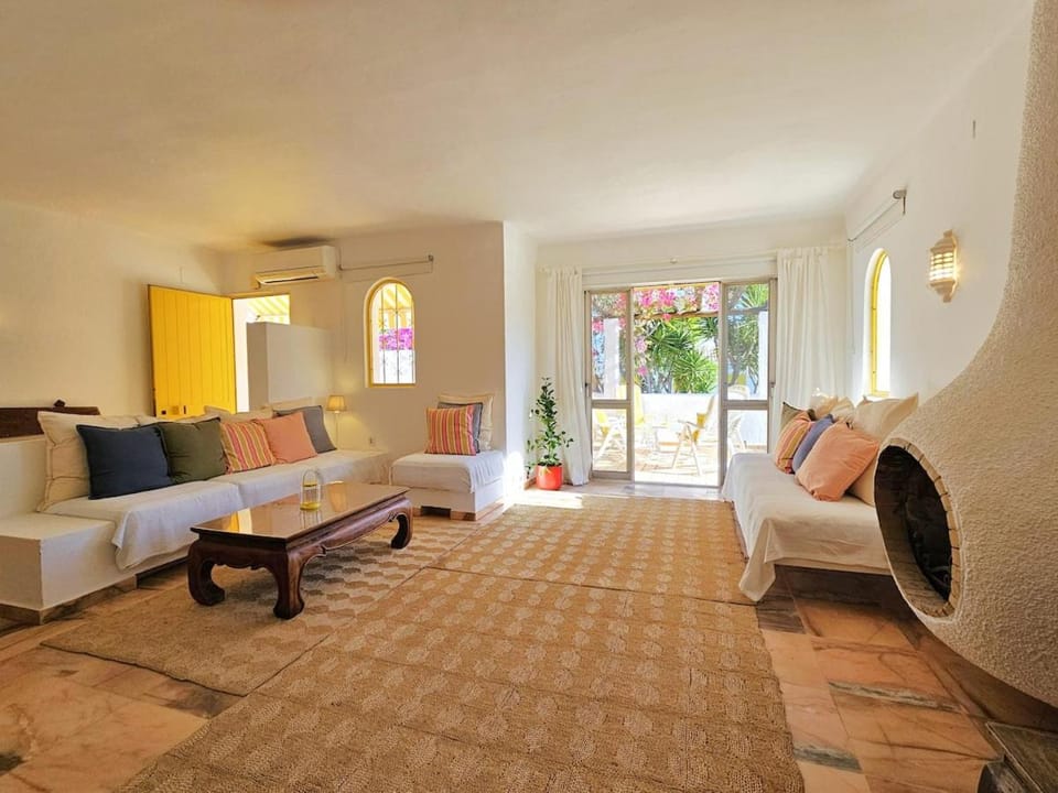 Living room, fireplace, air conditioner