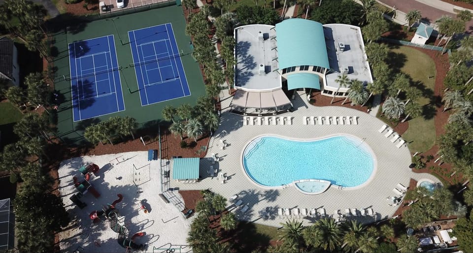 Day, Bird's eye view, Summer, Garden, Tennis court, Swimming pool