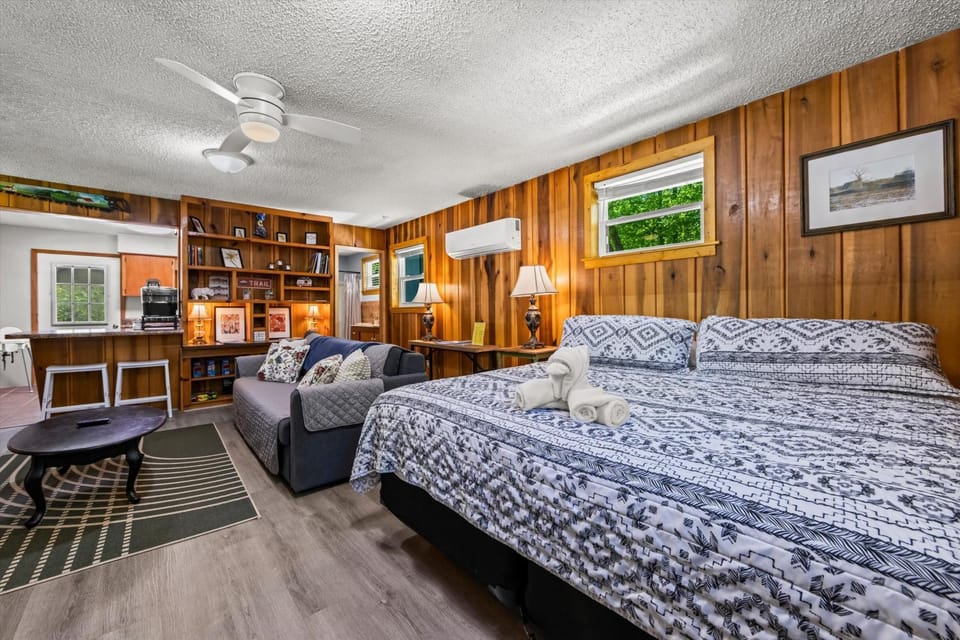 Bed, TV and multimedia, Living room, Photo of the whole room, Seating area, Bedroom