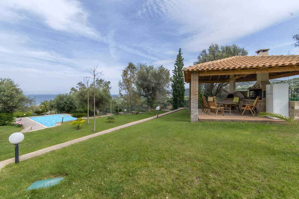 Property building, Living room, Swimming pool