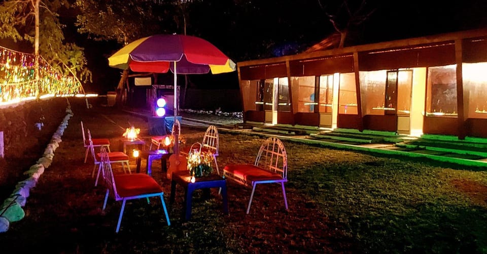 Night, Garden, Dining area, Garden view