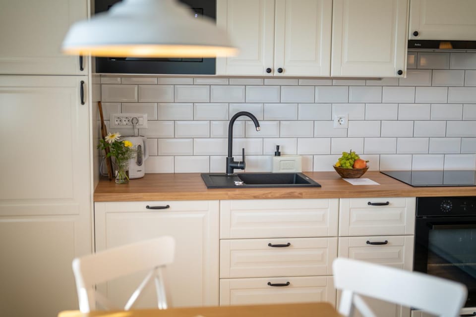 Kitchen or kitchenette, stove
