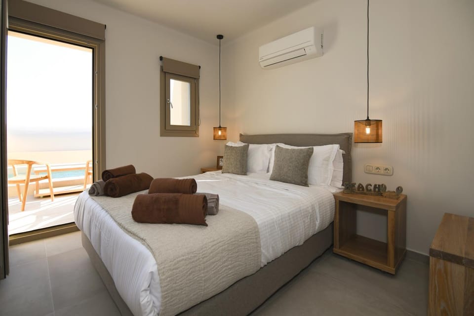 Bed, Natural landscape, Bedroom, towels, air conditioner