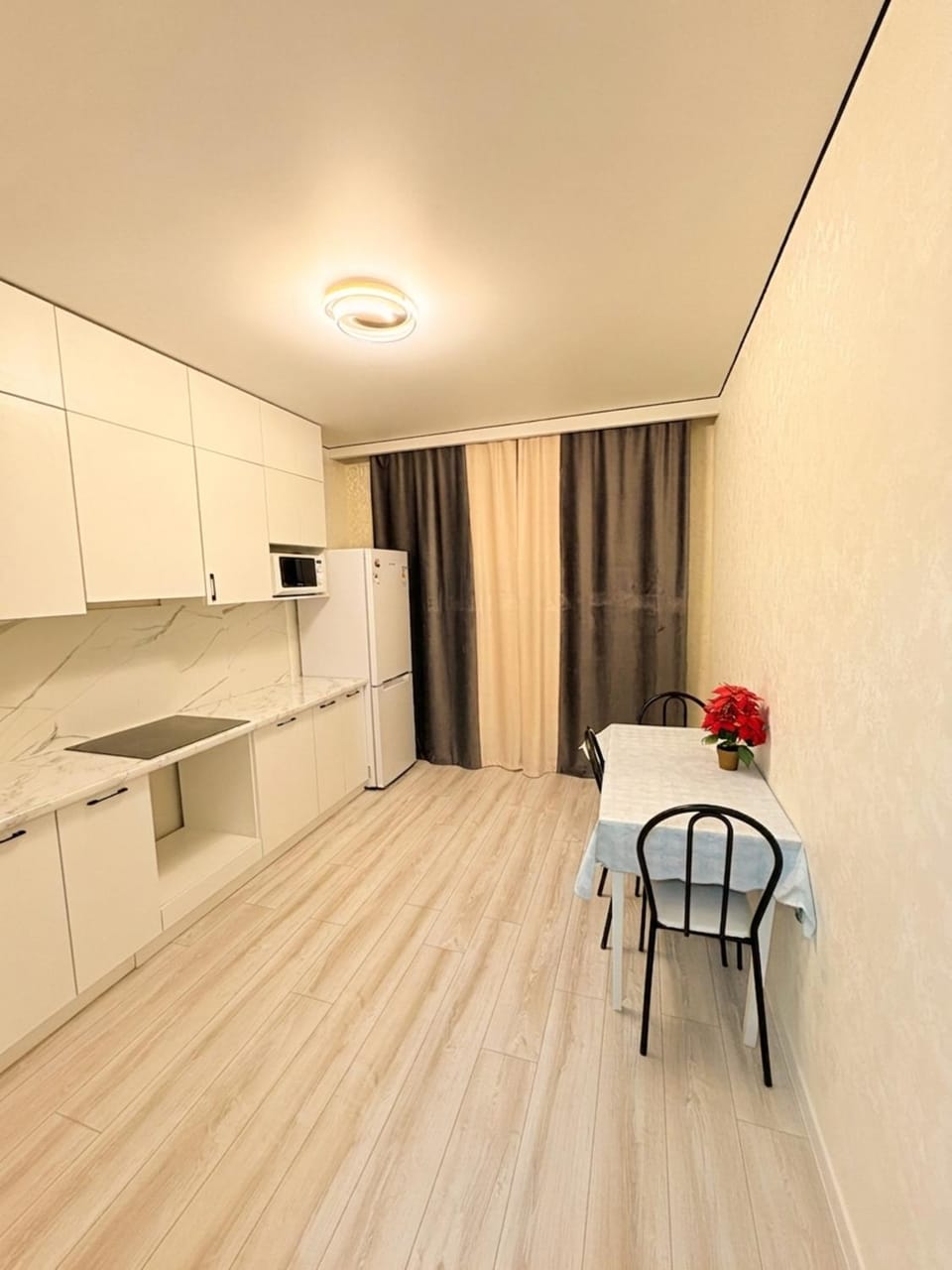Kitchen or kitchenette, Dining area, microwave, stove