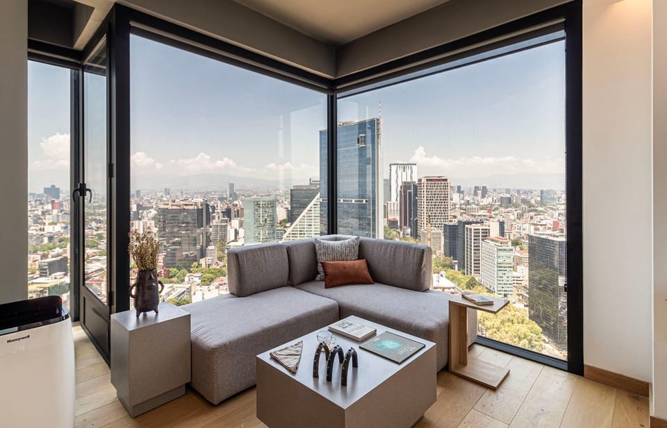 Day, View (from property/room), Living room, Seating area, City view