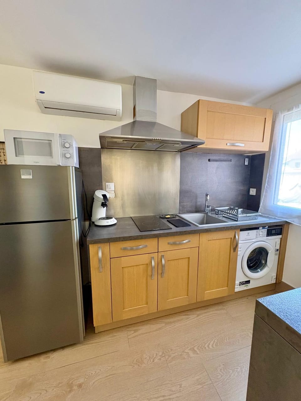 Kitchen or kitchenette, stove, kitchen