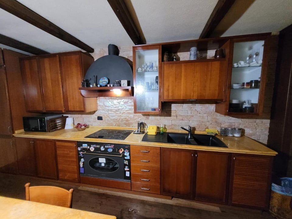 Kitchen or kitchenette, stove