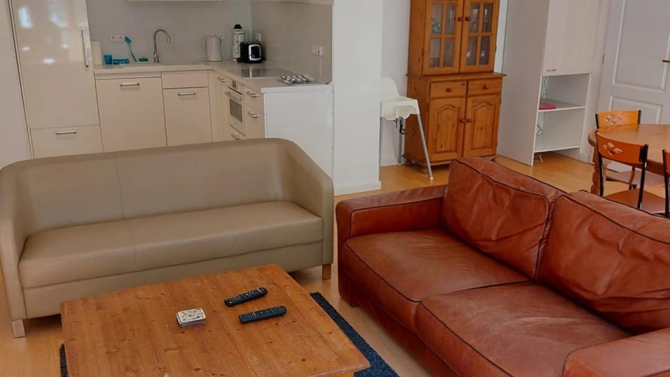 Kitchen or kitchenette, Living room, Seating area, oven, stove