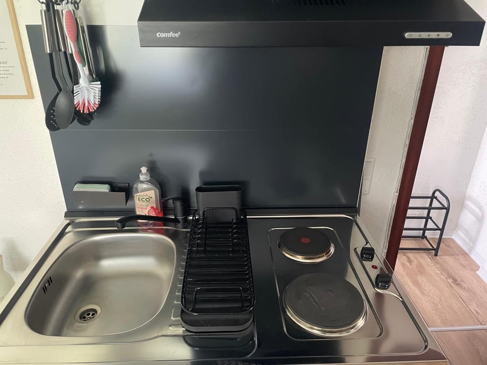 Kitchen or kitchenette, stove