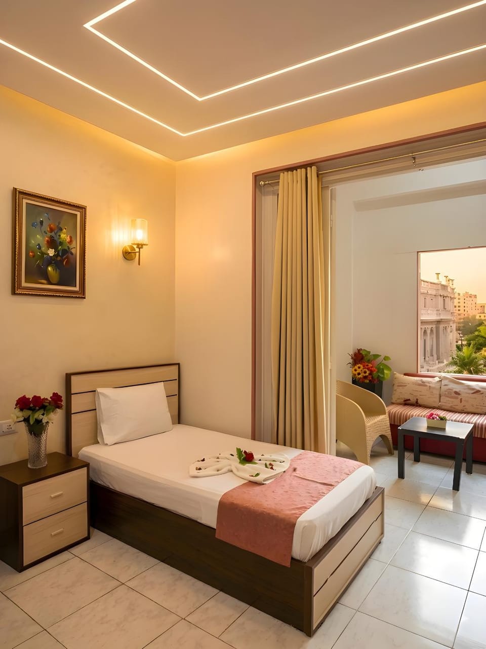 Bed, Living room, Photo of the whole room, Seating area, Bedroom, towels