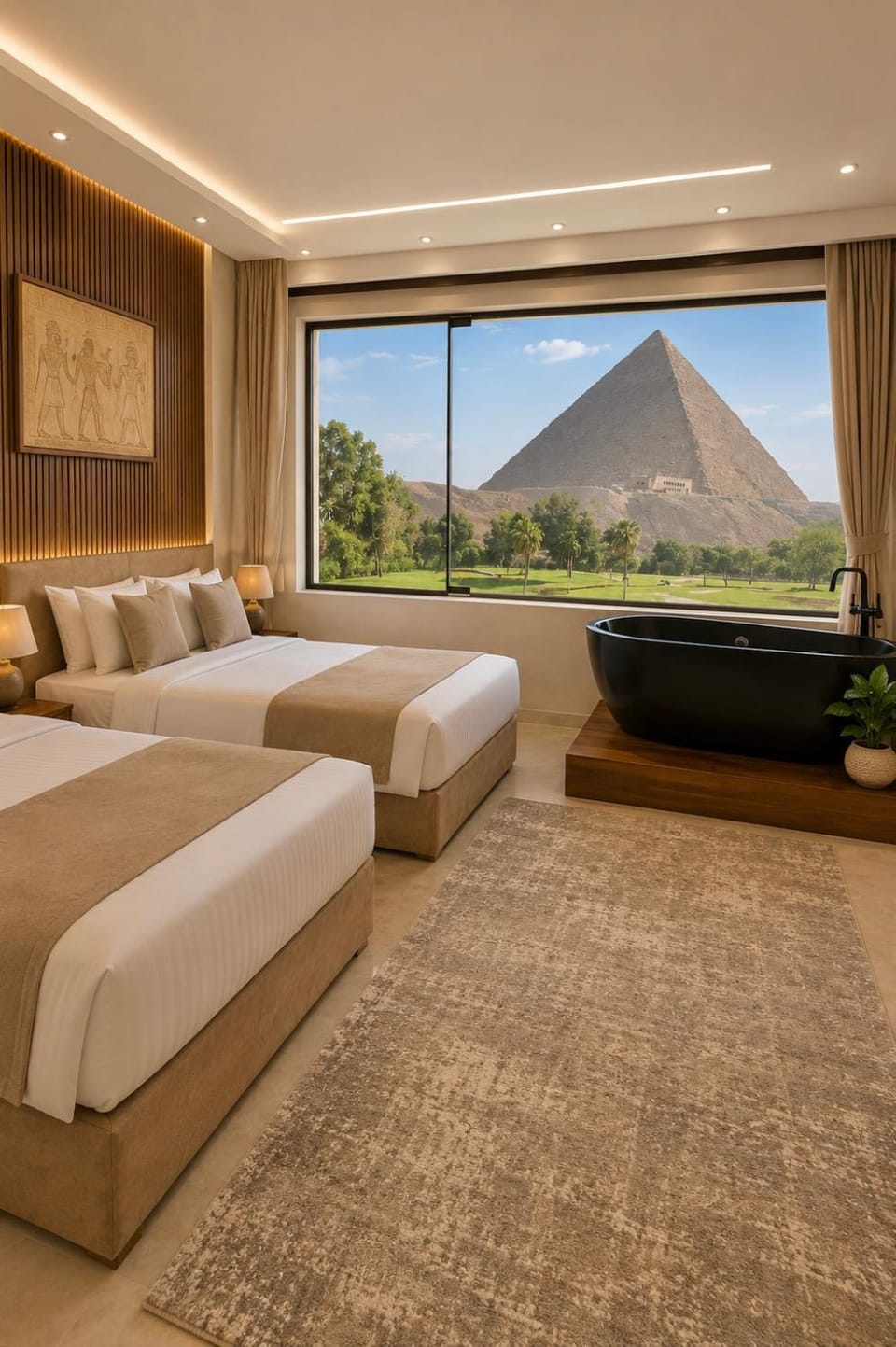 Bed, Natural landscape, Living room, Photo of the whole room, Seating area, Bedroom, Mountain view