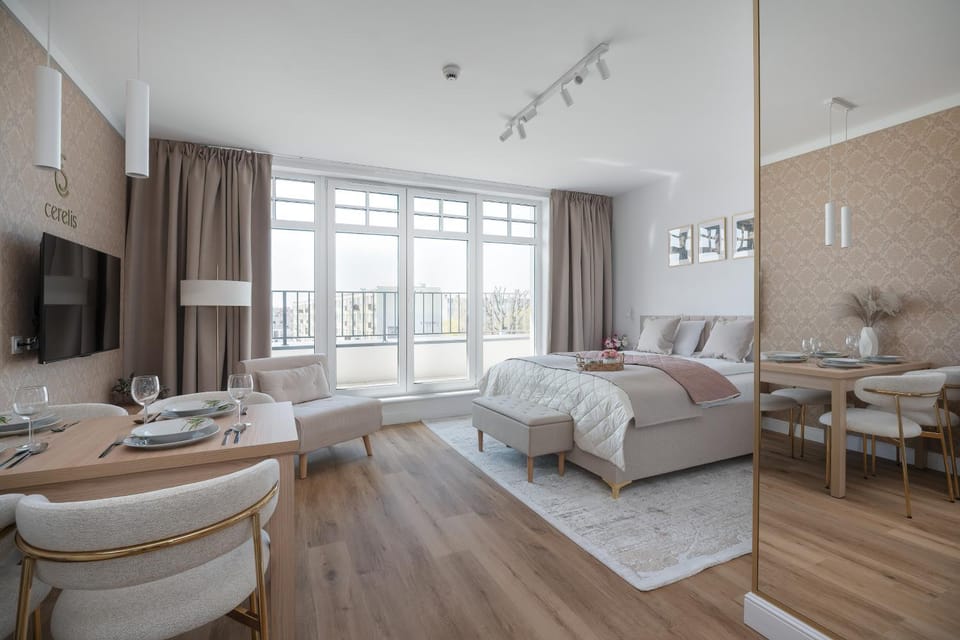 Bed, Living room, Seating area
