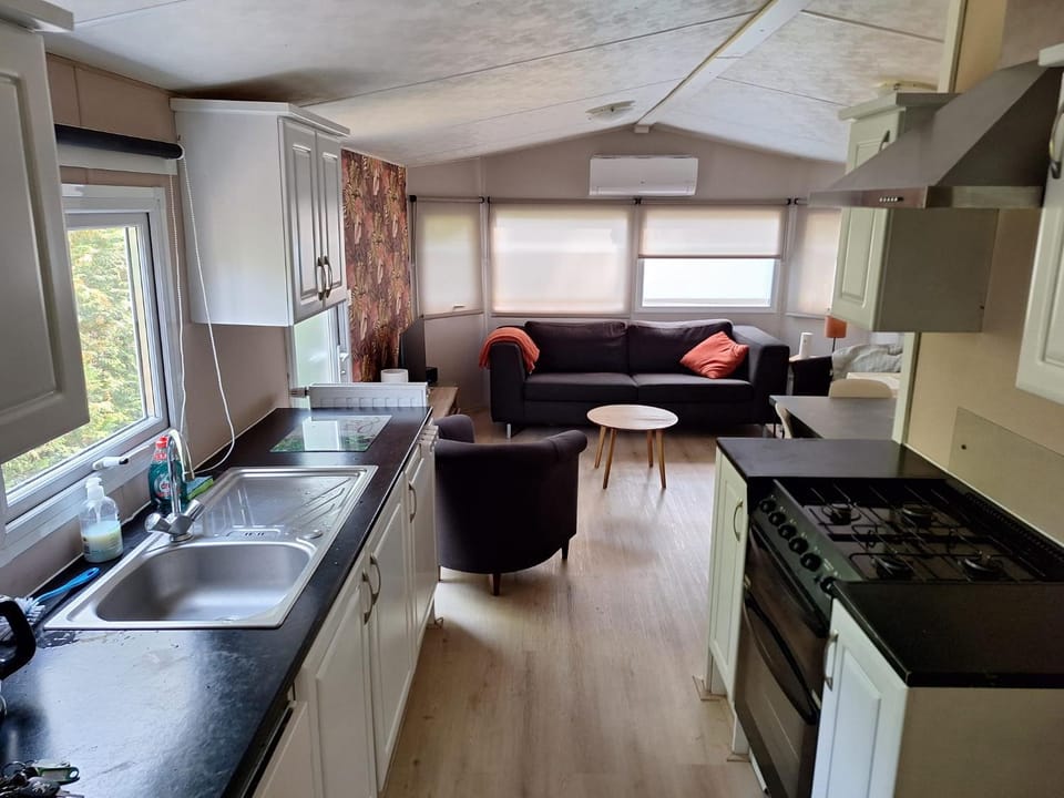 Kitchen or kitchenette, Living room, stove