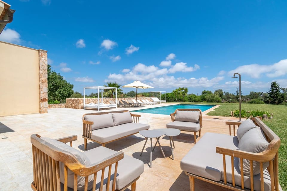 Property building, Living room, Swimming pool