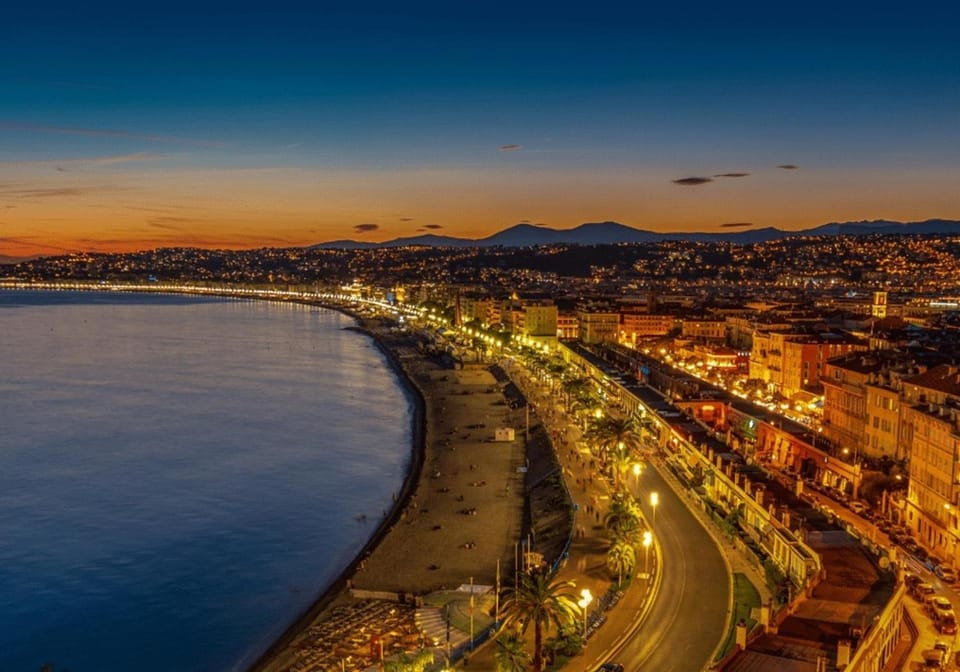 Nearby landmark, Night, Bird's eye view, Sea view