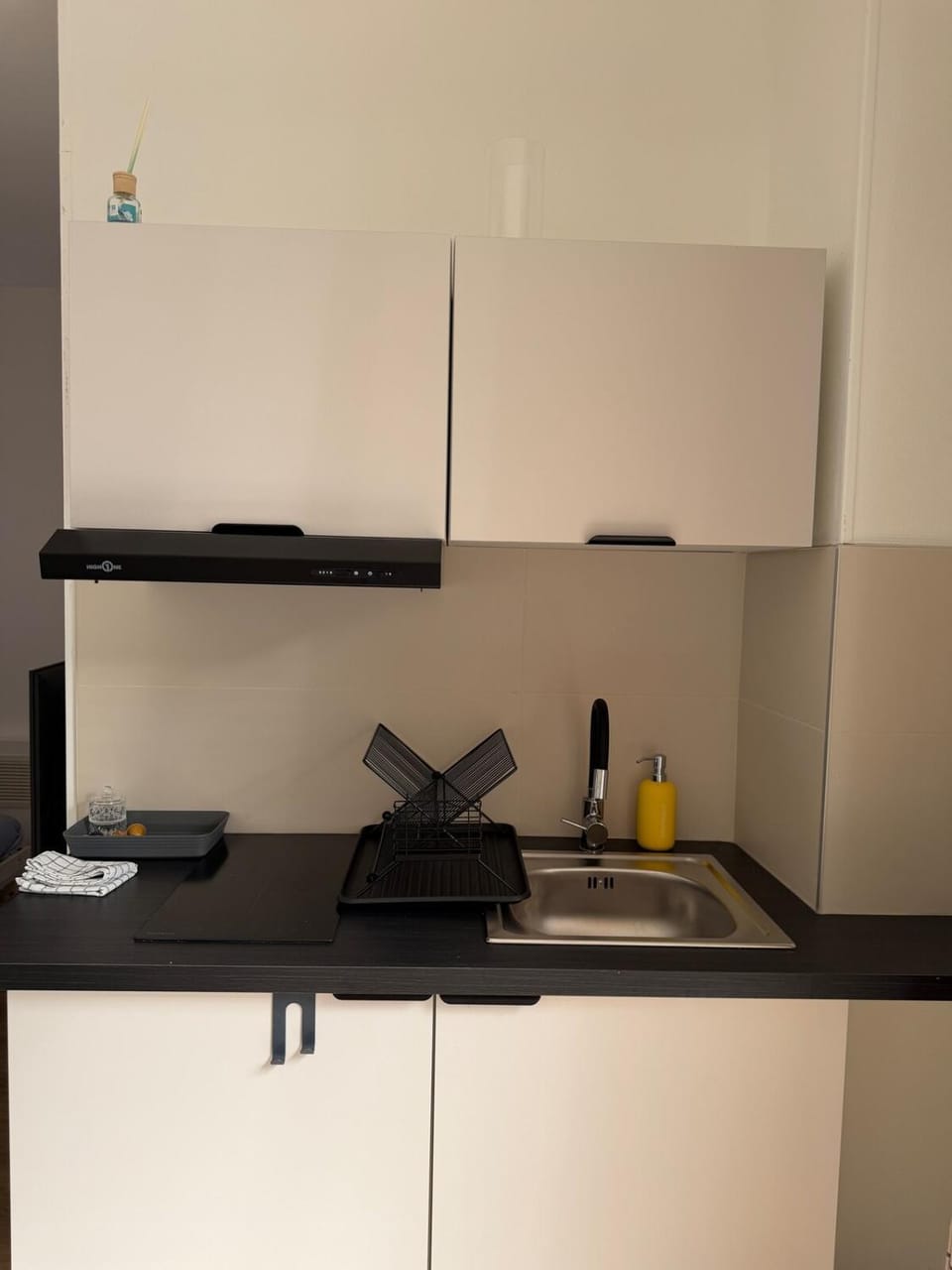 Kitchen or kitchenette, stove