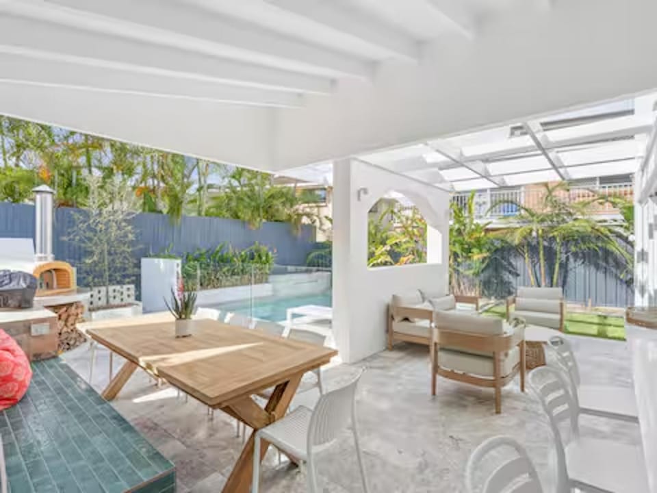 Patio, Seating area, Garden view, Swimming pool, sunbed