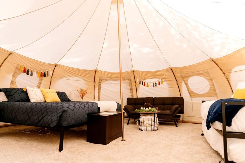 Amazing Family Bell Tent Surrounded by Nature on a Wonderful Glamping Retreat in Island Park, Idaho Luxury tent in Island Park