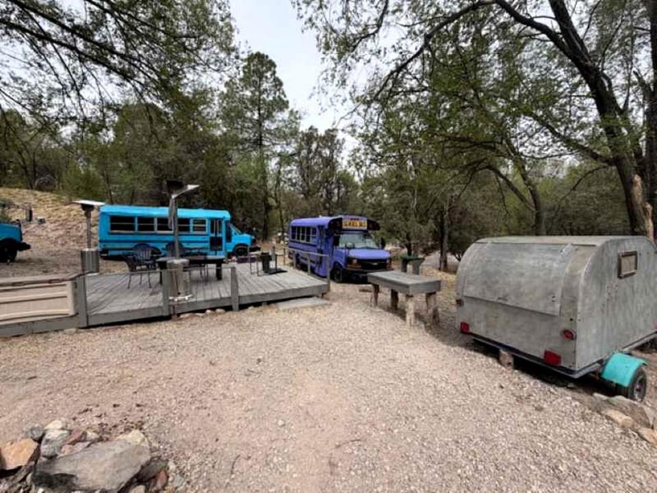 Scenic Skoolie Glamping Retreat, Unique Converted School Buses Near Lincoln National Forest, Mayhill New Mexico House in New Mexico