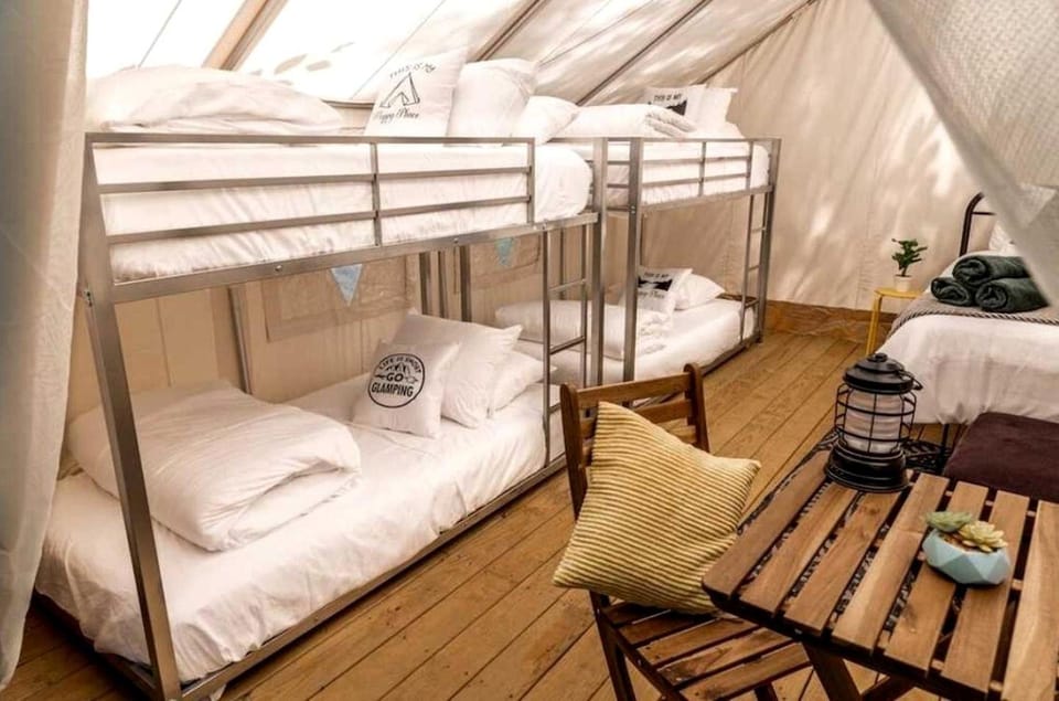 Cozy Family Deluxe Glamping Tent w/ Private Deck, Fire Pit Nights & Grill Ready in Broadalbin, New York House in Great Sacandaga Lake