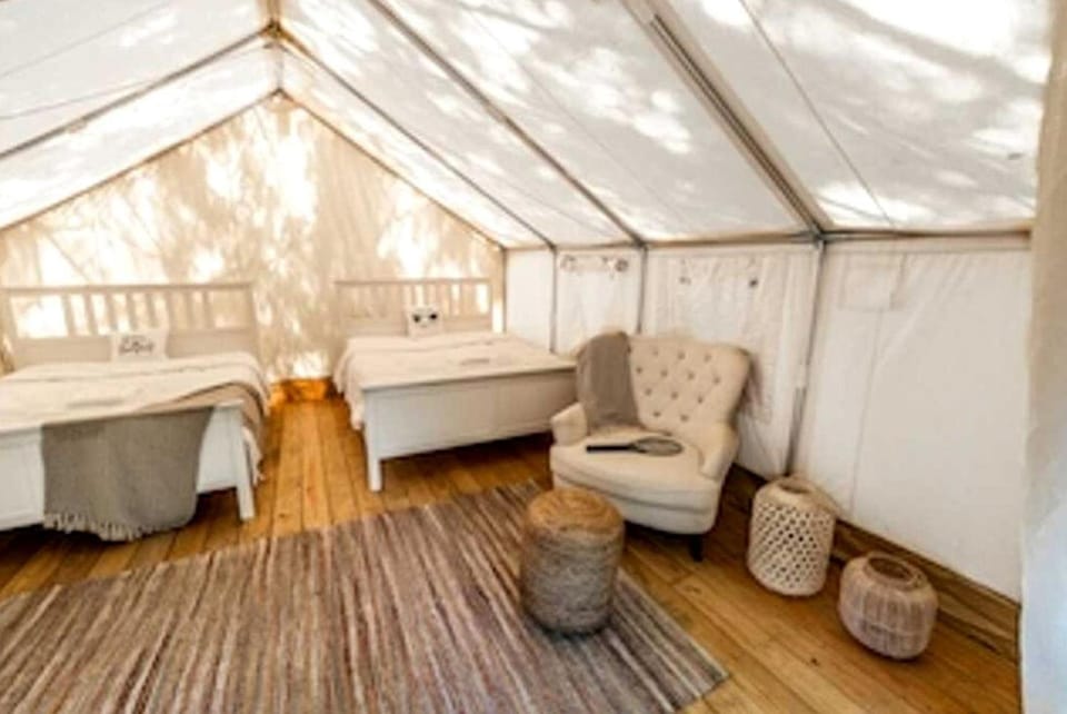 Eco Glamping Hideaway Family Owned Boutique Retreat Off Grid Living in Broadalbin, New York Luxury tent in Great Sacandaga Lake