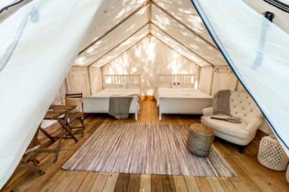 Eco Glamping Hideaway Family Owned Boutique Retreat Off Grid Living in Broadalbin, New York Luxury tent in Great Sacandaga Lake