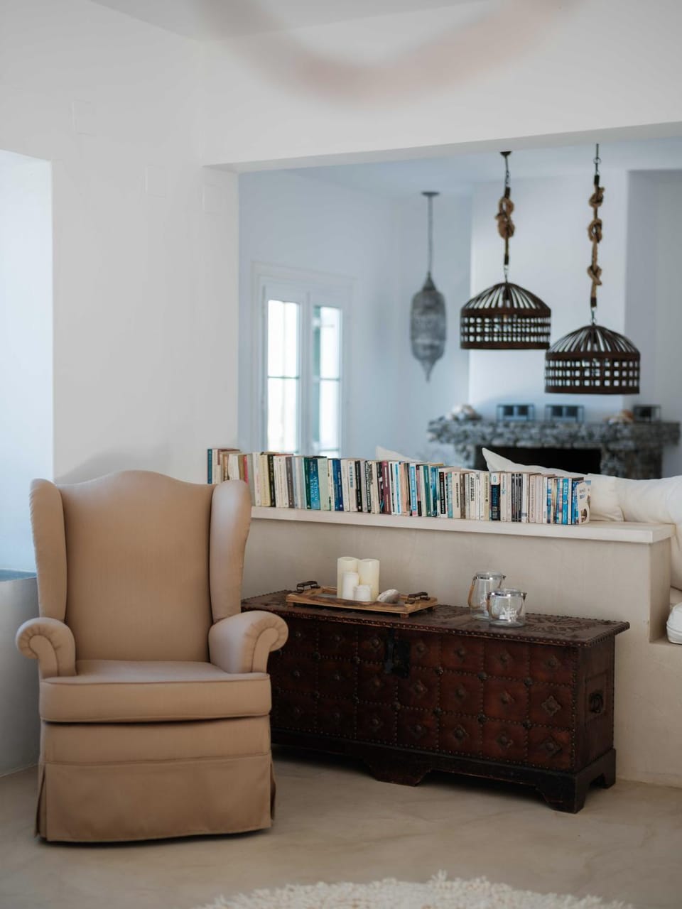 Library, Living room, Decorative detail, fireplace