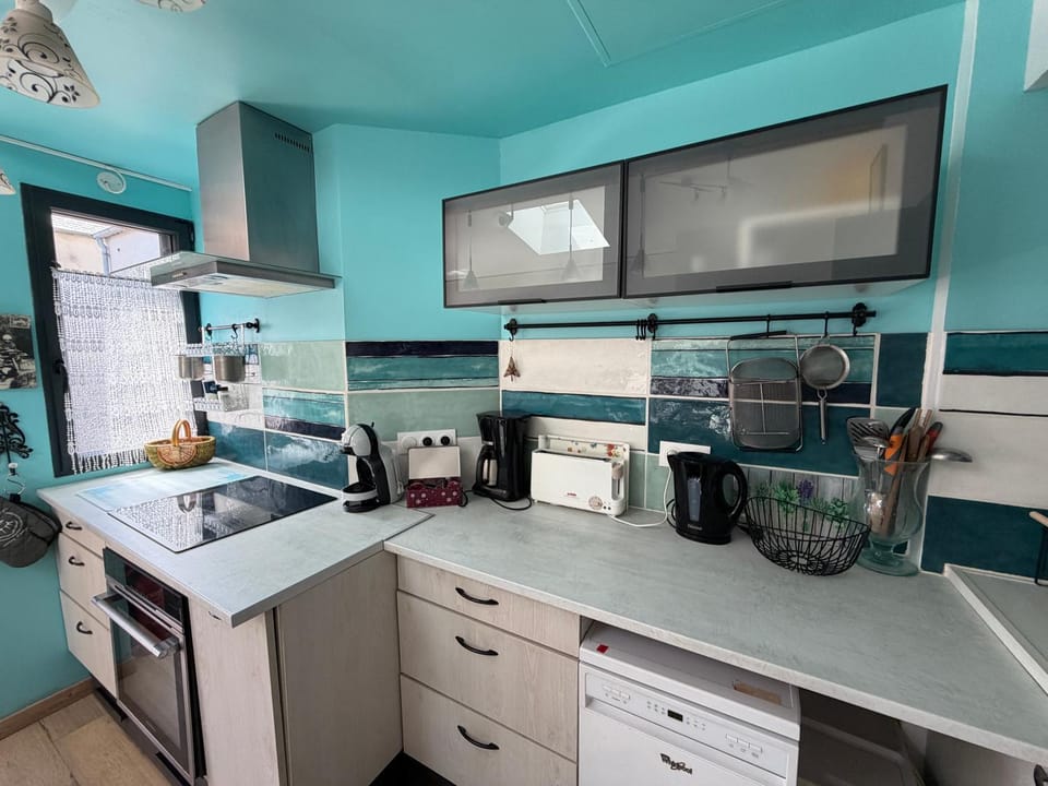 dishwasher, oven, stove, toaster