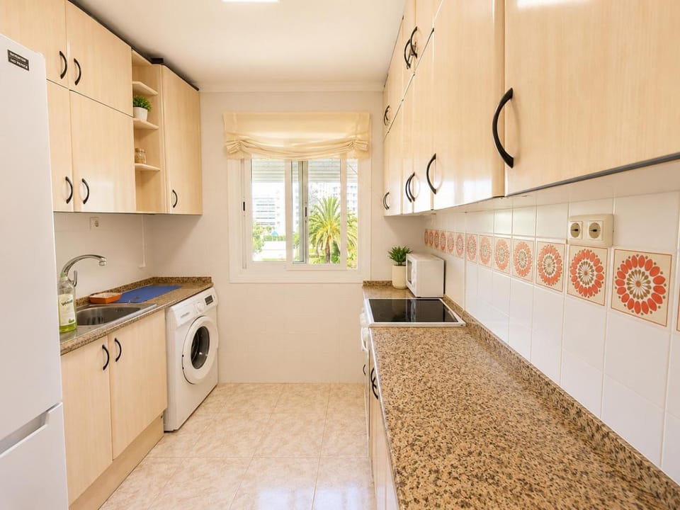 Kitchen or kitchenette, stove, kitchen