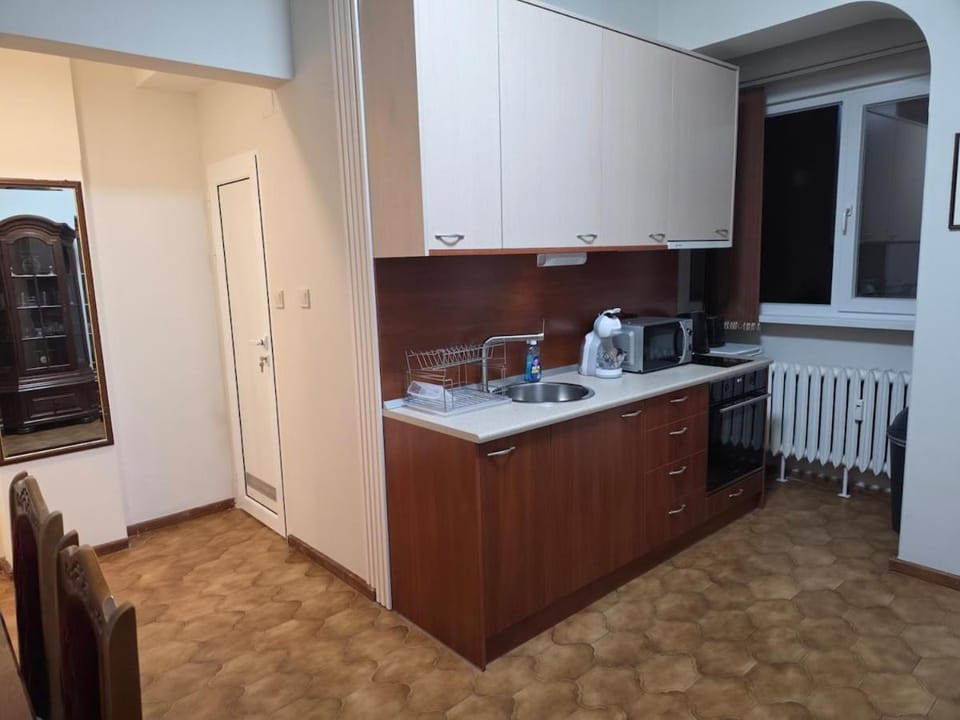 Kitchen or kitchenette, stove