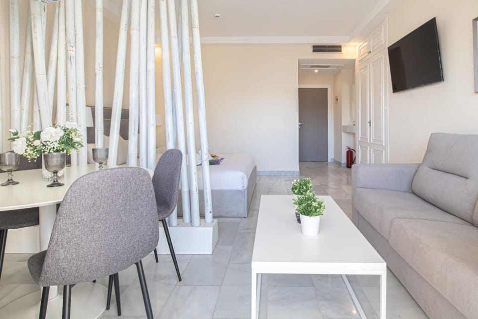 Bed, TV and multimedia, Living room, Photo of the whole room, Seating area, Dining area, Bedroom