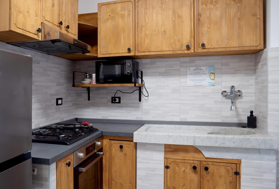 Kitchen or kitchenette, stove