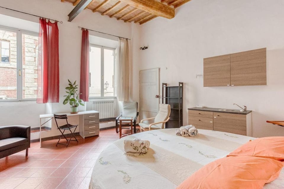 Bed, Living room, Seating area