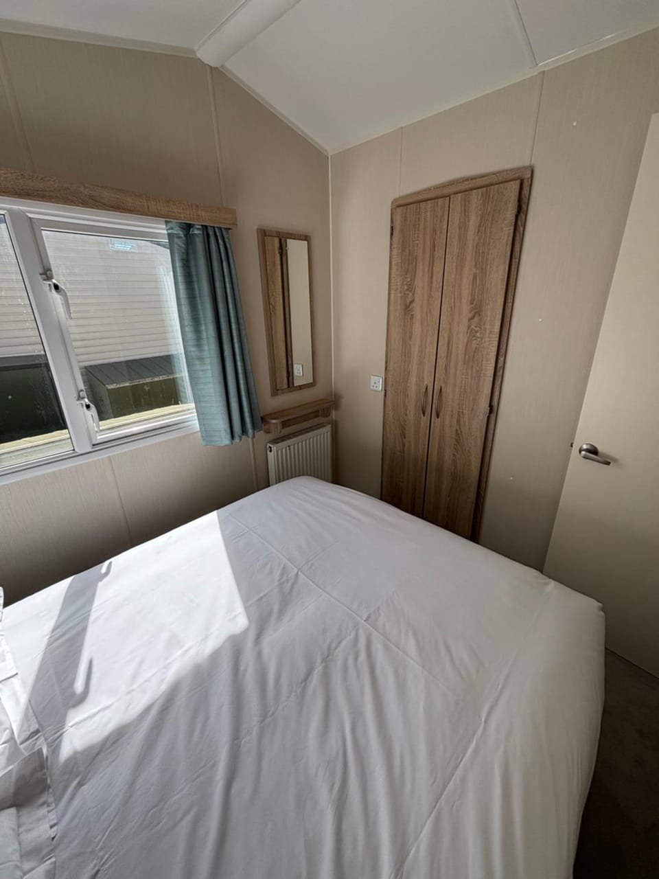 Bed, wardrobe