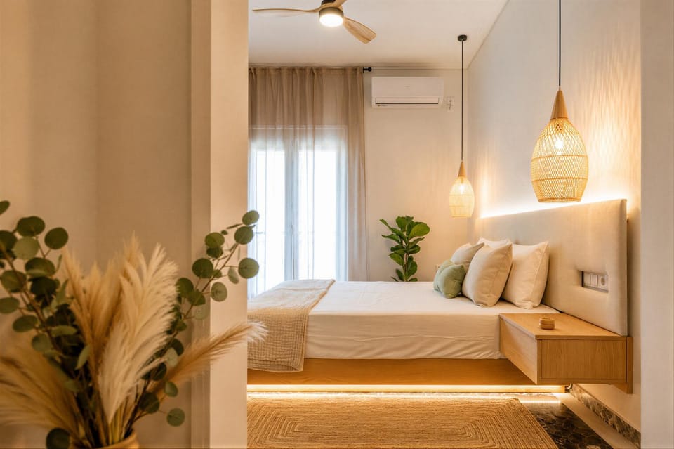 Bed, Photo of the whole room, Bedroom, air conditioner