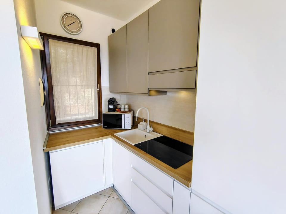 Kitchen or kitchenette, dishwasher, stove