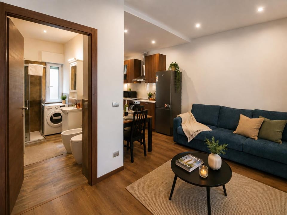 Kitchen or kitchenette, Living room, Seating area, Dining area, dishwasher, oven, stove, washing machine, dryer