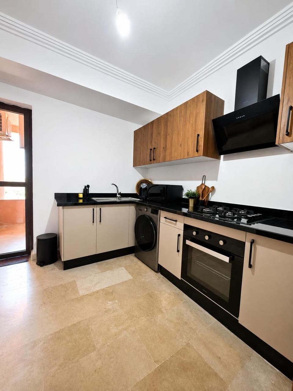 Kitchen or kitchenette, oven, stove