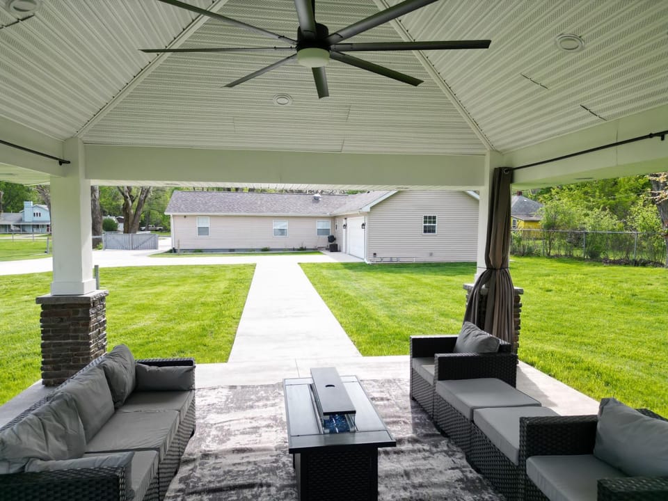 Patio, Natural landscape, Seating area, Garden view