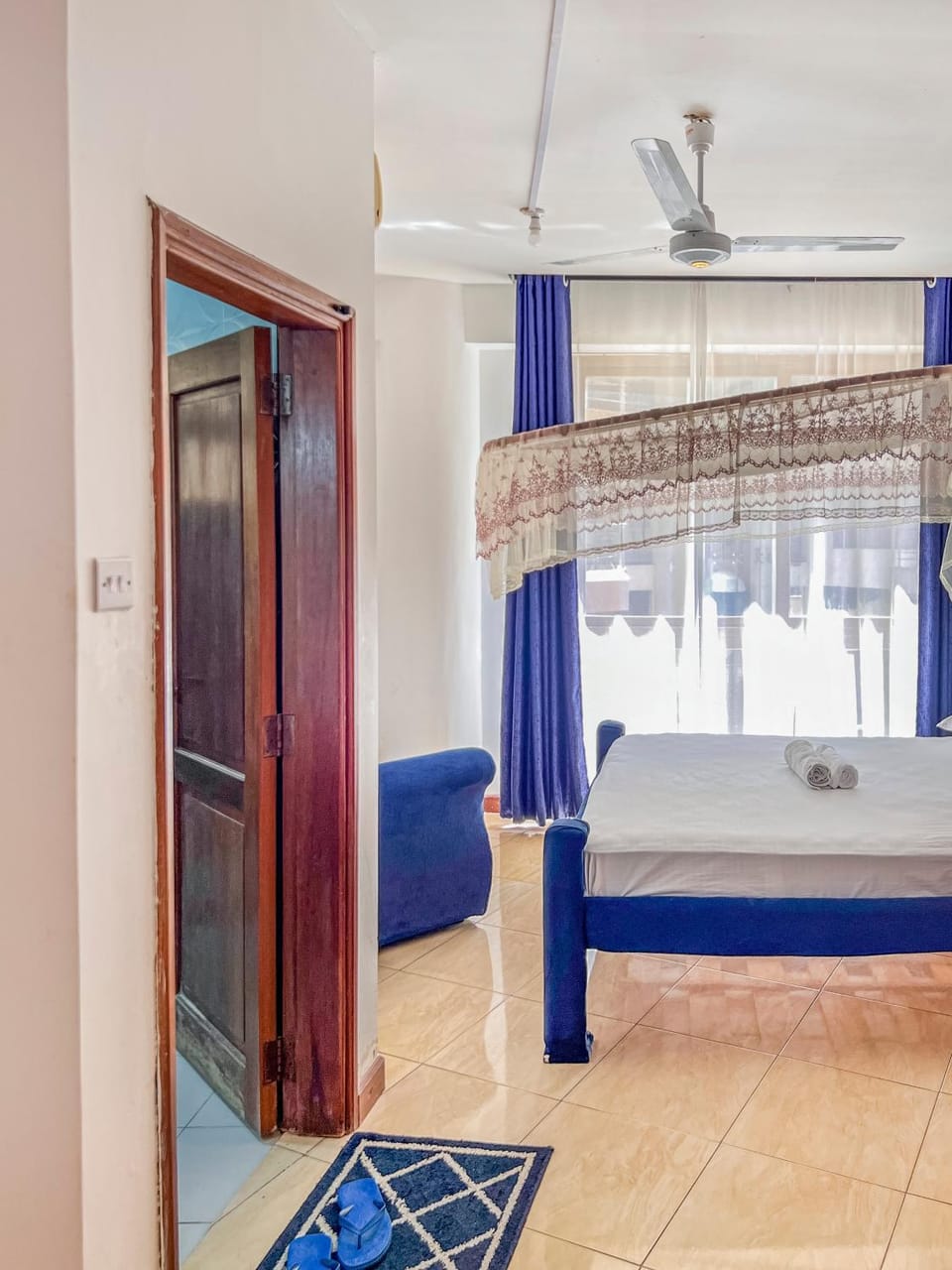 Bed, Bathroom, Seating area, Bedroom