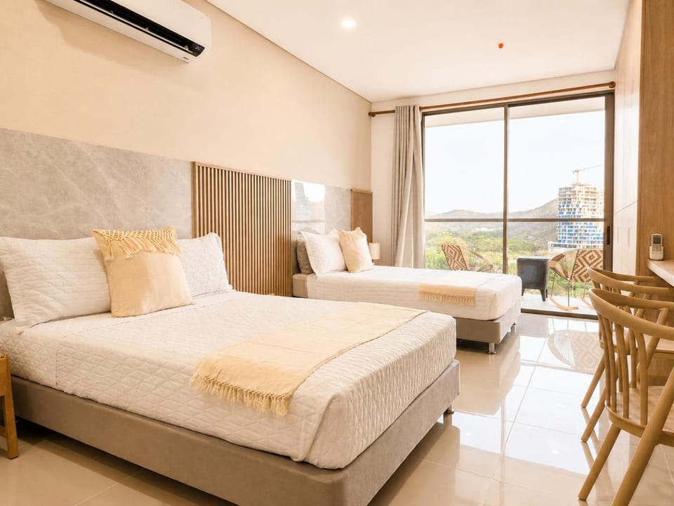 Bed, Mountain view
