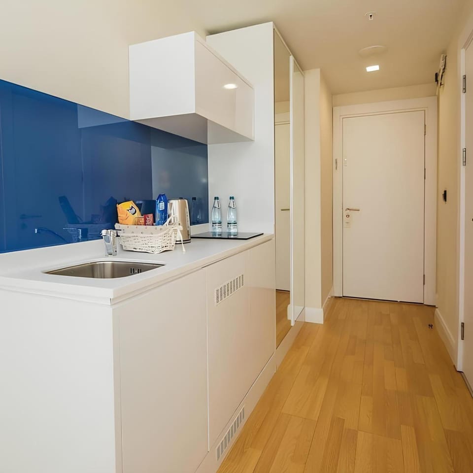 Kitchen or kitchenette, stove