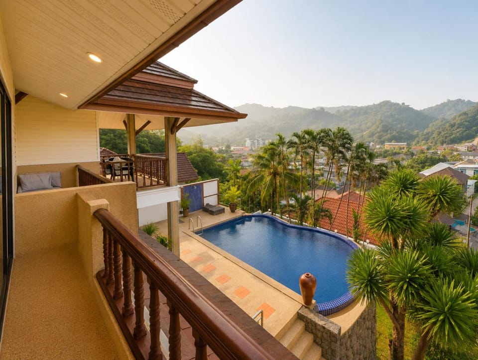 Property building, Bird's eye view, View (from property/room), Balcony/Terrace, City view, Garden view, Mountain view, Pool view, Swimming pool